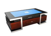 สัมผัสโต๊ะกาแฟสไตล์ลิ้นชัก Windows OS มัลติฟังก์ชั่น LCD จอภาพในร่มหน้าจอสัมผัสโต๊ะเล่นเกมกาแฟ