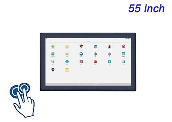หน้าจอสัมผัส Android ขนาด 55 นิ้ว สําหรับจอจอขนส่งสาธารณะ ประสบการณ์การค้าปลีกที่น่าทึ่ง อินเตอร์เฟซของบริษัท และปานล์แสดงสินค้า