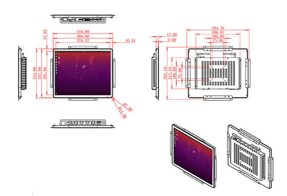19 นิ้ว Linux Embedded Interaction Unit สําหรับระบบรักษาความปลอดภัย อุปกรณ์อุตสาหกรรม โฆษณาขายปลีก และสถานีบริการสาธารณะ