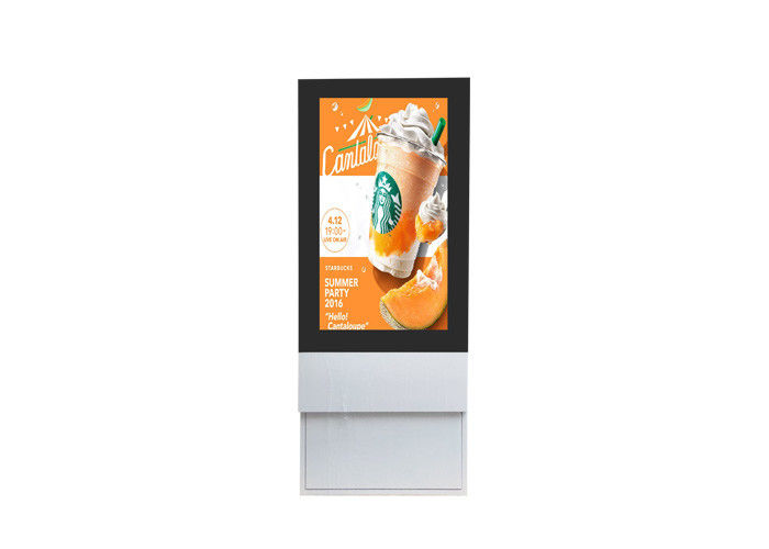 ป้ายโฆษณา LCD กลางแจ้งขนาด 55 นิ้วจอแสดงผล HD Android / Windows Totem โฆษณาตู้ป้ายดิจิตอล